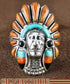 Oyster Shell Multicolor Chief Head Silver Ring Size 9-3/4 NS43202